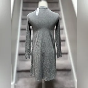 NEW J.Crew Lagenlook Minimalist Mock Neck Heather Gray Modal‎ Jersey Dress XXS thumbnail 6