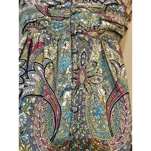 Boemo Dress Silky Paisley Maxi Size Large Short‎ Sleeve thumbnail 5