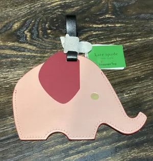 kate spade pink elephant luggage tag thumbnail 1