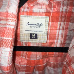 American Eagle Vibrant Orange Plaid Shirt thumbnail 2