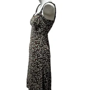 Zara Women’s Black Floral Spaghetti Strap Midi Dress Size S thumbnail 3
