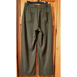 Halara Olive Green Wide Leg Pull On Dress Pants Large Patch Pockets Casual SOFT thumbnail 4