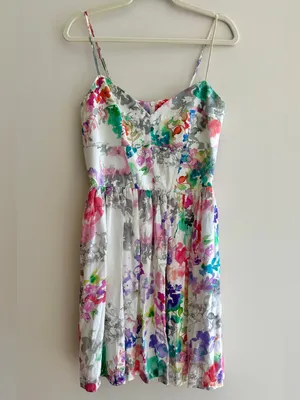 Amanda Uprichard Mai Tai Dress, Size Large, Floral Silk Garden Party Mini Dress thumbnail 2