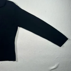Talbots Women Large Black Sweater Ribbed Collared V-Neck Knit Pullover Top thumbnail 10