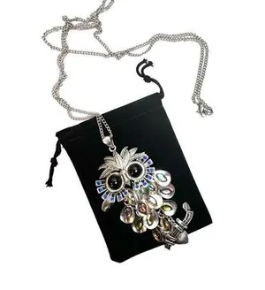Black eyed own silver long necklace rhinestones and colorful! thumbnail 1