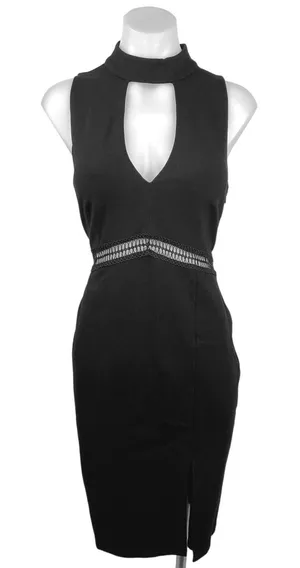 Gianni Bini Black Sleeveless Cut Out Open Back Chocker Pencil Mini Dress Size M thumbnail 1