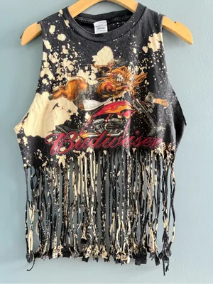 Delta Fringed Graphic Budweiser Sleeveless Tee thumbnail 1