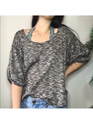 📦 Free People Beach Marled Grey Pullover Sweater thumbnail 3