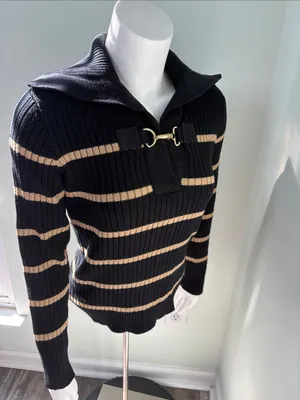 Ralph Lauren Black & Gold Striped Sweater Small thumbnail 4