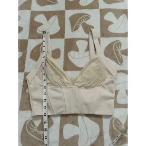 Windsor‎ Cream Corset-Inspired Pleated Bust Crop Top Small thumbnail 6