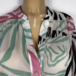 Zara Chiffon Tropical Blouse Sz XL Long Sleeves Shirt Top thumbnail 3