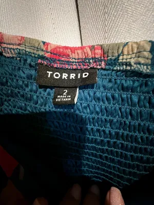 Torrid Teal Floral Ruffled Strap Cami Top Size 2 thumbnail 2