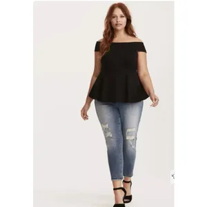 Torrid Off Shoulder Peplum Top dark gray, Torrid Size 2 / 2X (18/20) NEW NWT thumbnail 2