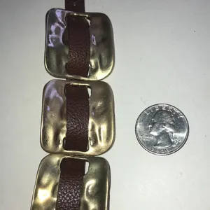 Brown Leather and Gold Tone Boho Buckle Bracelet thumbnail 4
