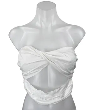 NEW Princess Polly White Strapless Sleeveless Bandeau Cutout Crop Top Size 4 thumbnail 1