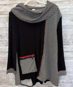 Moonlight Womens L Tunic Top Art To Wear Polka Dot High Low Lagenlook Made USA thumbnail 1