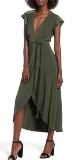 NWT MISA Los Angeles Irina Rope Belt‎ Dress in Olive Green thumbnail 1