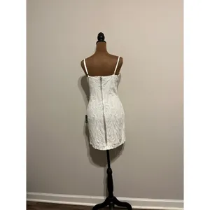 Lulus Aglow with Love Ivory Mesh Sequin Bustier Bodycon Mini Dress size Small thumbnail 7