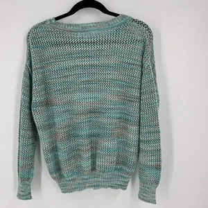 John Paul Richard Women's Beachy Knit Pullover Sweater Green Blue Medium coastal thumbnail 3
