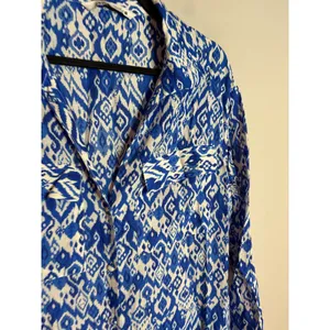 Zara Blue & White Printed Midi Shirt Dress thumbnail 5