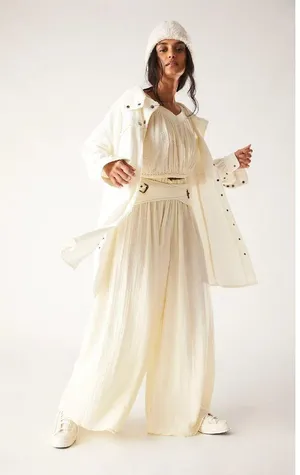 NWT Free People Lou Lou Set in Solitary Star Gauze Top Wide Leg Pants S $168 thumbnail 4