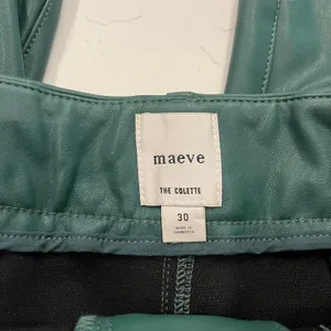 Maeve The Collette Faux Leather Green Wide Leg Cropped Pants Size 30 thumbnail 6