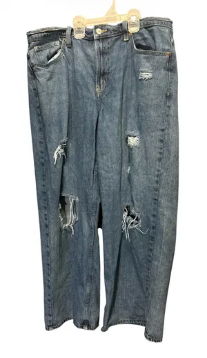 Old Navy Extra High Rise Wide Leg Distressed Jeans Womens 14 Petite Blue Denim thumbnail 1