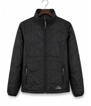 LL Bean Womens Quilted Jacket Black Full‎ Zip Lightweight XXS PrimaLoft Coat thumbnail 1