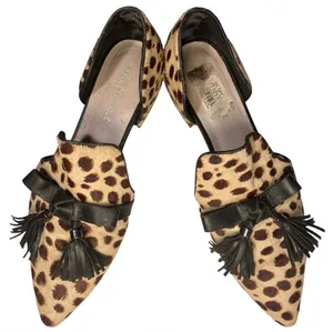 Kenneth Cole D'orsay Flat Pony Hair Leopard Animal Print Pointed Toe Bow Tassel thumbnail 1