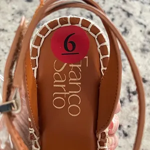 Franco Sarto‎ Cassia Cognac Brown Espadrille Wedge Sandals T-Strap Womens 6M NWT thumbnail 8