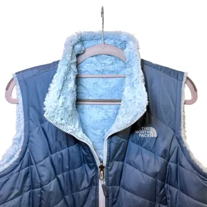 The North Face Womens Reversible Mossbud Swirl Vest Blue Quilted Fleece‎ Medium thumbnail 3