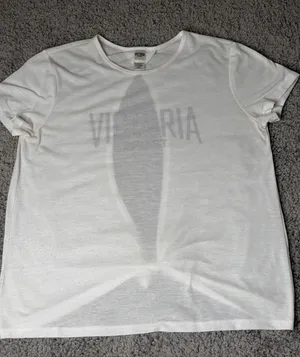Victoria Sport Womens Large White Short Sleeve Logo Crew Neck Athletic T-Shirt thumbnail 1