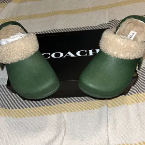 Coach Womens Lola Leather Slip On Flat Clogs Shoes Hunter Green 5B. Leather Uppe thumbnail 2