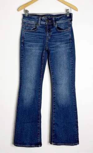 American Eagle Kick Boot Super Stretch Jeans Women’s 4 Short Dark Wash Bootcut thumbnail 1