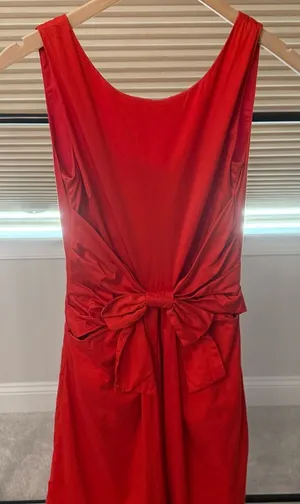 kate spade Red Sleeveless Midi Dress with Bow Detail thumbnail 1