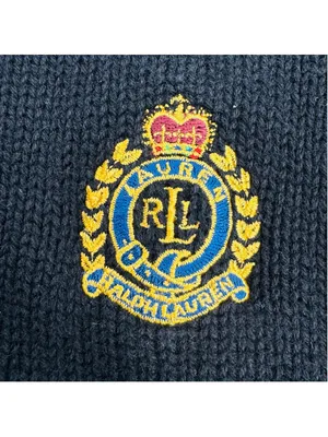 Vintage Lauren Ralph Lauren Black Knit Full Zip Hooded Sweater, Size M thumbnail 10