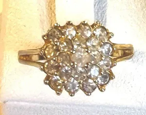 Vintage 18K HGE Rhinestone Tiered Cluster Cocktail Ring 9⁠ thumbnail 1