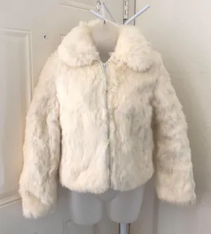 2000s Y2K Real fur jacket large collar long sleeve zipper closure Size M White Size M thumbnail 1