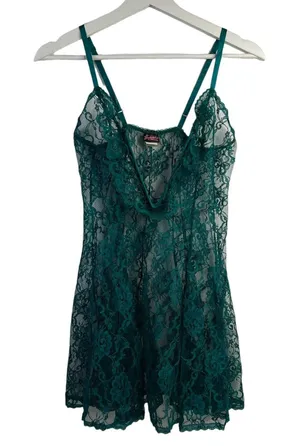 Vtg Fredericks Of Hollywood M Lace Babydoll Nightie Dress Sheer Structure V-neck thumbnail 1
