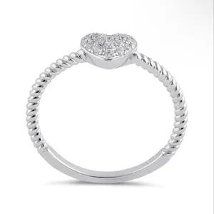 Sterling Silver SIZE 8 925  Clear Rope Heart Ring thumbnail 4