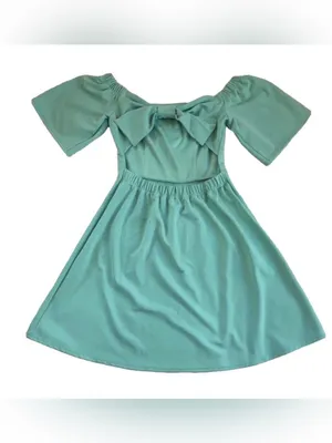ASOS Mint Aqua Open Back Bow Mini Dress Coquette regency Fit Flare Size NWT 6 thumbnail 3