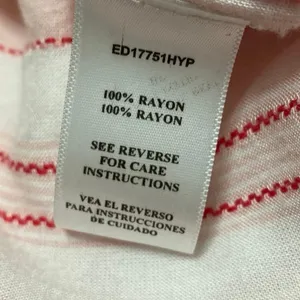 NEW En Creme White Red Striped V-neck Short Sleeve Maxi Kaftan Dress Size 18 thumbnail 4