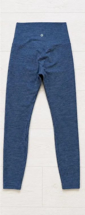 Lululemon Wunder Under Diamond Jacquard Yoga Athletic Tights Blue 6 thumbnail 3