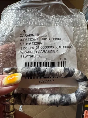 NIP Free People Wrapped Carabiner Bag Charm Black White Tie Dye thumbnail 4