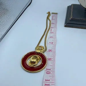 Vintage red enamel door knocker style necklace * thumbnail 8