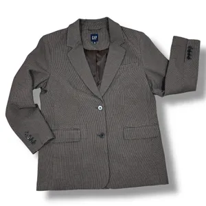 Gap Oversized Blazer Women Small‎ Brown Houndstooth Knit Jacket Heritage Preppy thumbnail 12