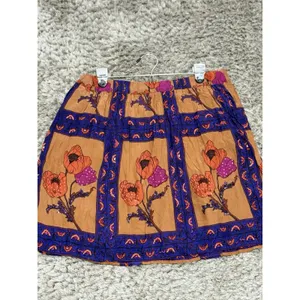 Maeve Anthropologie Womens XS Mini Skirt Floral Sequin Boho Poppy Purple Orange thumbnail 2