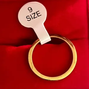 Gold 2mm Band Ring Size 9 Minimalist Stackable Flat Ring thumbnail 3