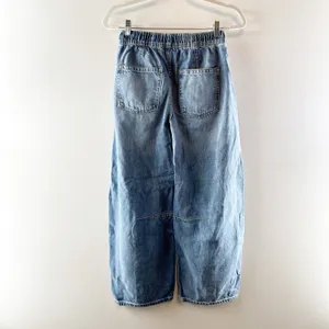 GAP Easy Pull On High Rise Elastic Waist Horseshoe Barrel Jeans Blue XXS thumbnail 4