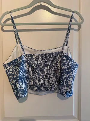 Abercrombie & Fitch Navy and White Printed Cami Crop Top thumbnail 5